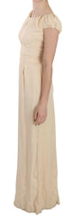 Dolce & Gabbana Beige Silk Column Cap Sleeve Gown Dress -   -  Dolce & Gabbana.