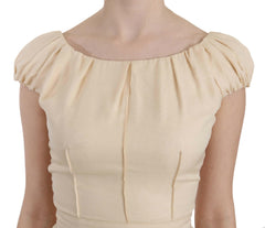 Dolce & Gabbana Beige Silk Column Cap Sleeve Gown Dress -   -  Dolce & Gabbana.
