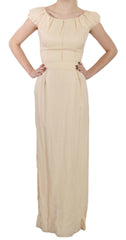 Dolce & Gabbana Beige Silk Column Cap Sleeve Gown Dress -   -  Dolce & Gabbana.