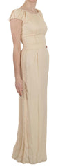 Dolce & Gabbana Beige Silk Column Cap Sleeve Gown Dress -   -  Dolce & Gabbana.