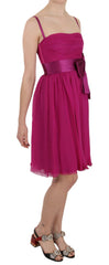 Dolce & Gabbana Fuchsia Pink Bow Silk Sleeveless Dress - - Dolce & Gabbana.