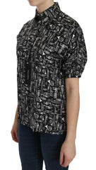 Dolce & Gabbana Black Musical Instrument Collared Blouse Shirt -   -  Dolce & Gabbana.