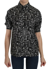 Dolce & Gabbana Black Musical Instrument Collared Blouse Shirt -   -  Dolce & Gabbana.