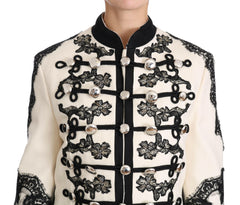 Dolce & Gabbana White Wool Black Floral Baroque Jacket -   -  Dolce & Gabbana.