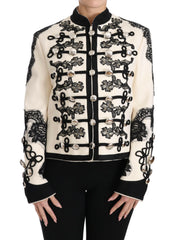 Dolce & Gabbana White Wool Black Floral Baroque Jacket -   -  Dolce & Gabbana.