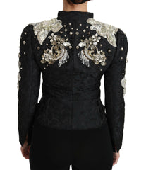 Dolce & Gabbana Black Jacquard Crystal Floral Jacket -   -  Dolce & Gabbana.