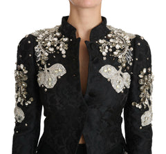 Dolce & Gabbana Black Jacquard Crystal Floral Jacket -   -  Dolce & Gabbana.
