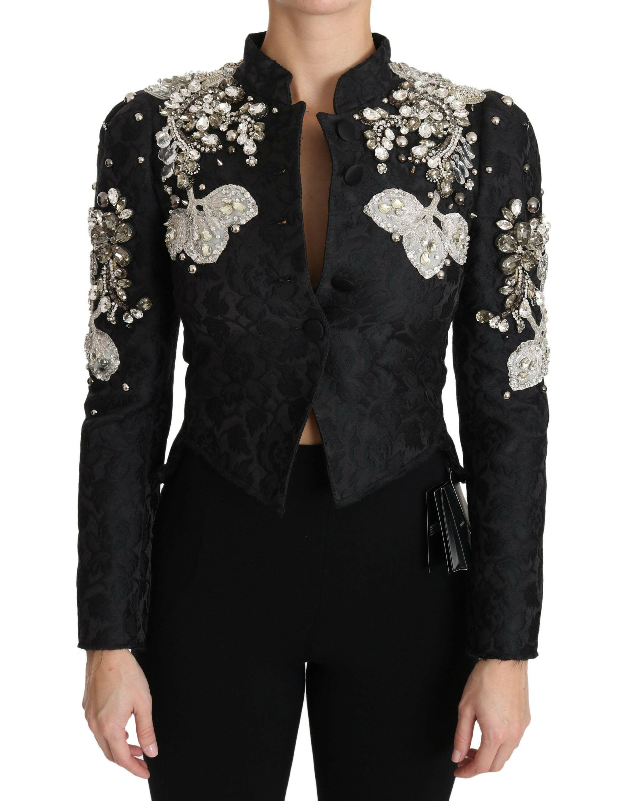 Dolce & Gabbana Black Jacquard Crystal Floral Jacket -   -  Dolce & Gabbana.