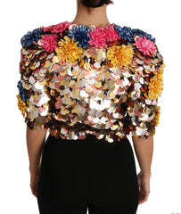 Dolce & Gabbana Crystal Sequined Floral Jacket Coat -   -  Dolce & Gabbana.