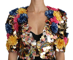 Dolce & Gabbana Crystal Sequined Floral Jacket Coat -   -  Dolce & Gabbana.