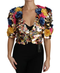 Dolce & Gabbana Crystal Sequined Floral Jacket Coat -   -  Dolce & Gabbana.