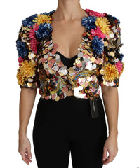Dolce & Gabbana Crystal Sequined Floral Jacket Coat -   -  Dolce & Gabbana.