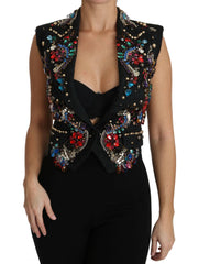 Dolce & Gabbana Black Crystal Sicily Vest Waistcoat -   -  Dolce & Gabbana.