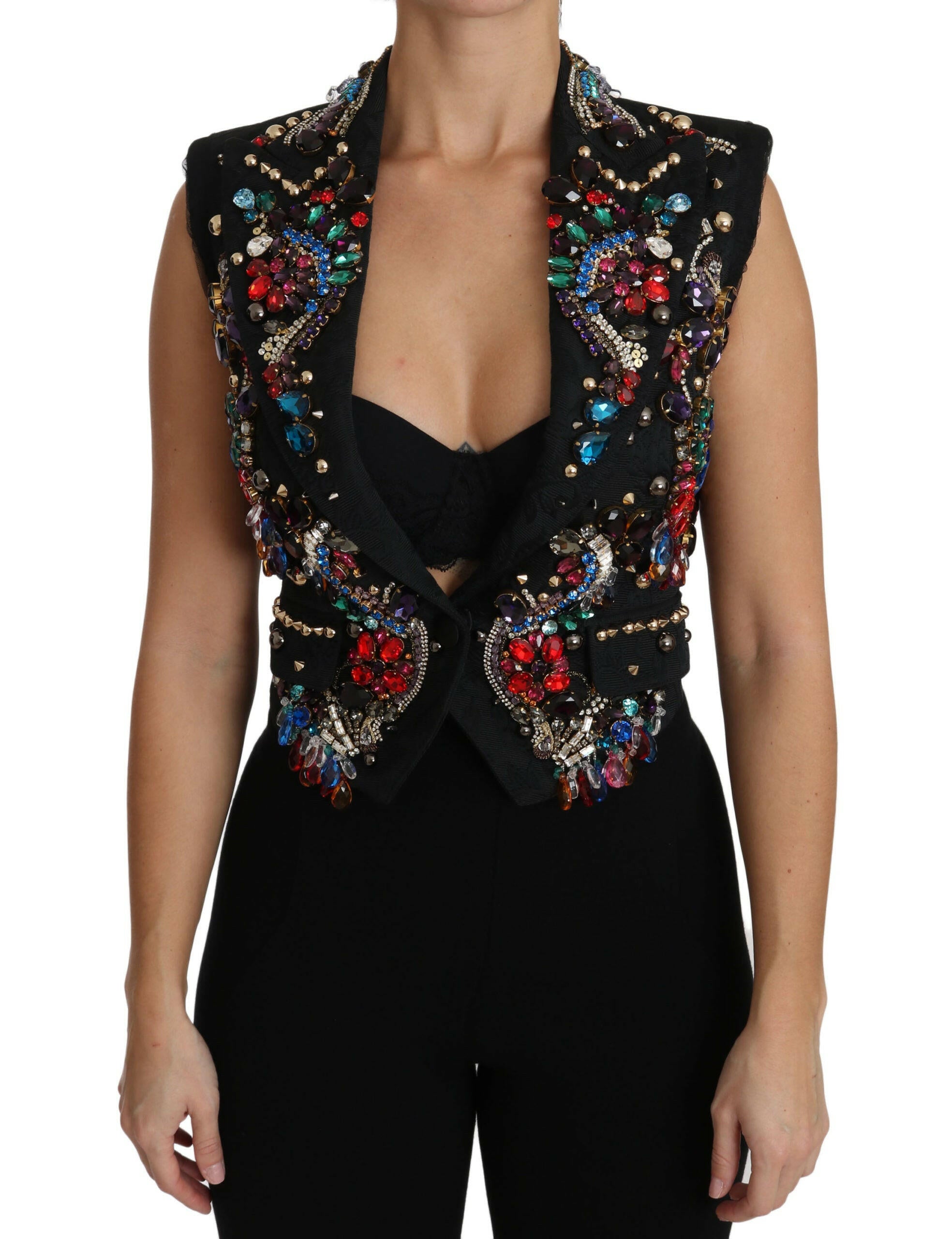 Dolce & Gabbana Black Crystal Sicily Vest Waistcoat -   -  Dolce & Gabbana.