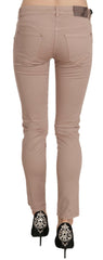CRISTINAEFFE Brown Low Waist Slim Fit Skinny Cotton Pants -   -  CRISTINAEFFE.
