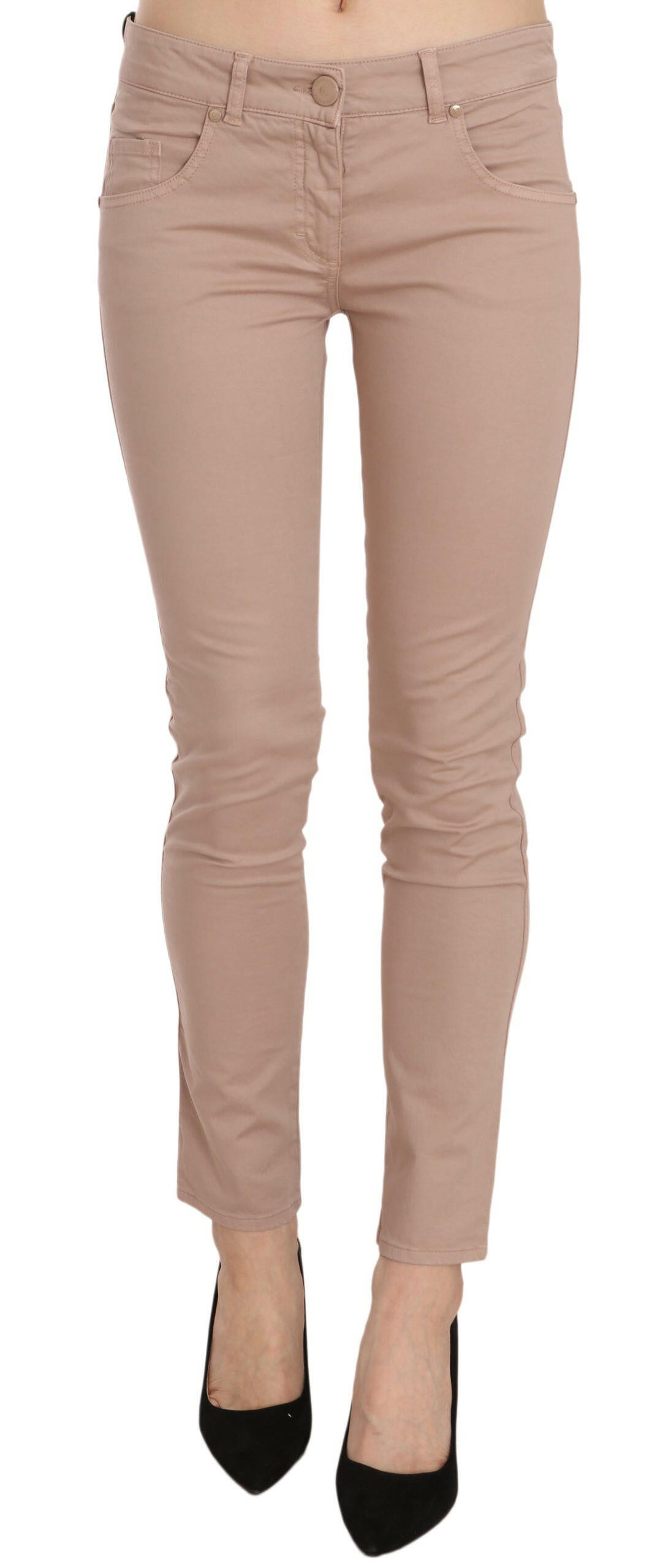CRISTINAEFFE Brown Low Waist Slim Fit Skinny Cotton Pants -   -  CRISTINAEFFE.