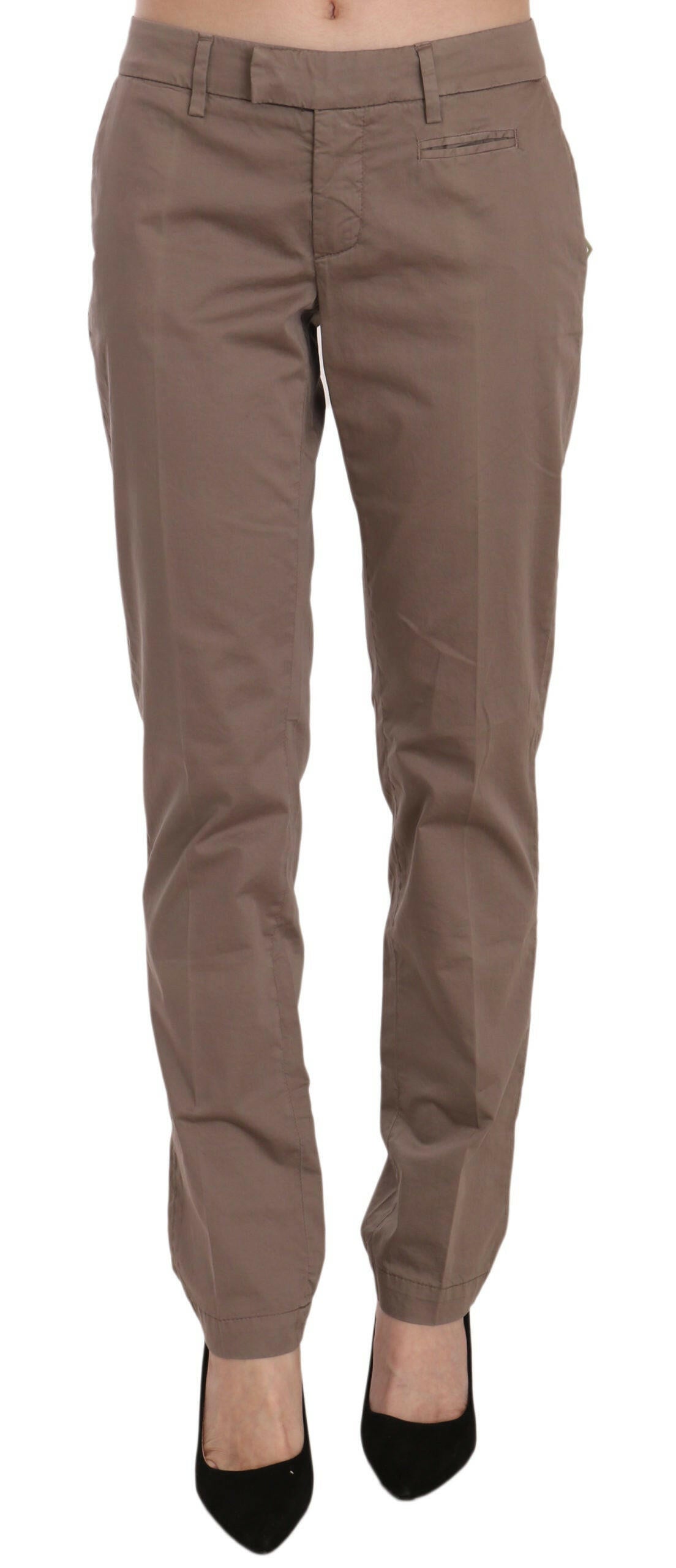 Dondup Brown Low Waist Straight Cut Trouser Pant - - Dondup.
