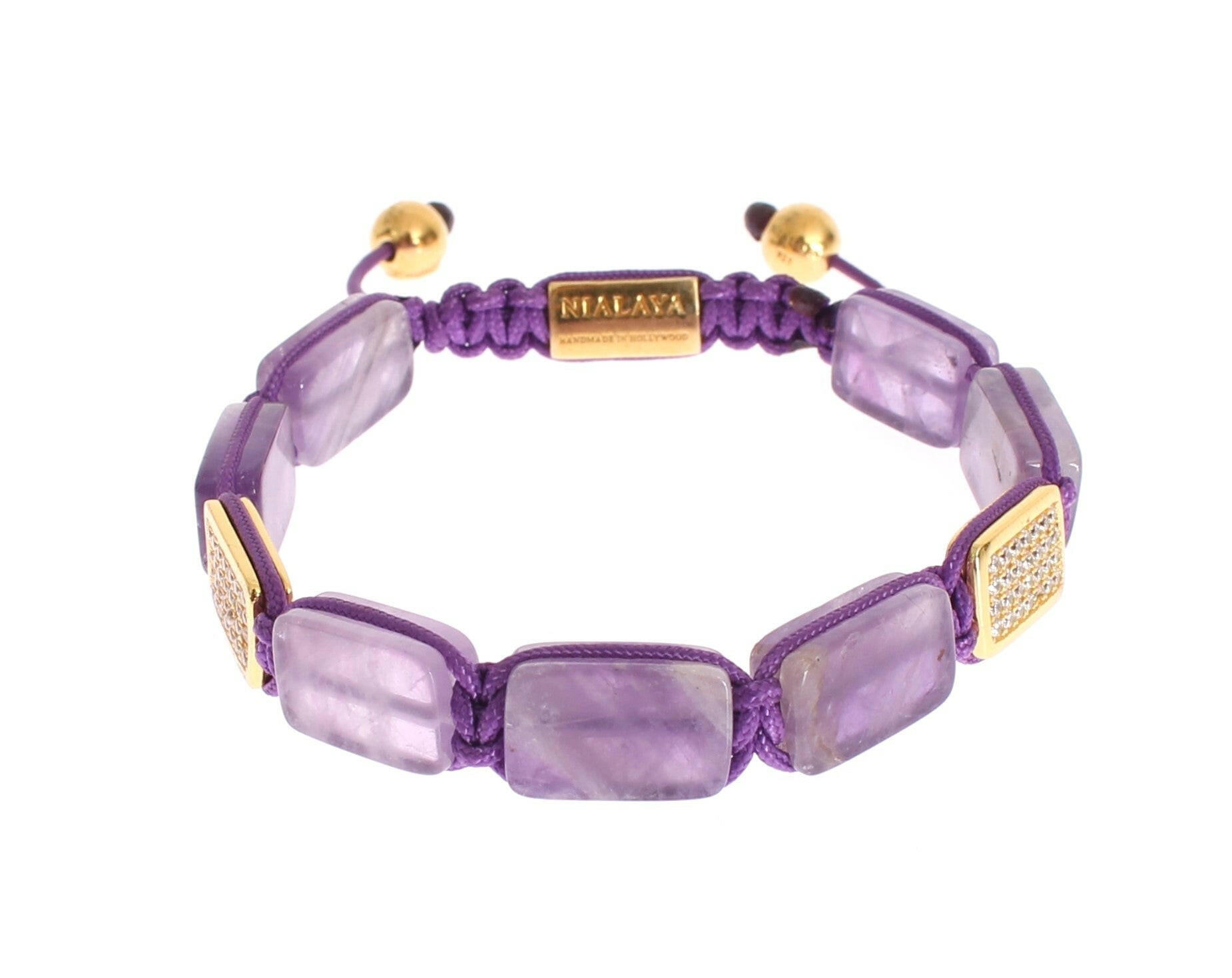 Nialaya CZ Amethyst 18K Gold 925 Bracelet -   -  Nialaya.