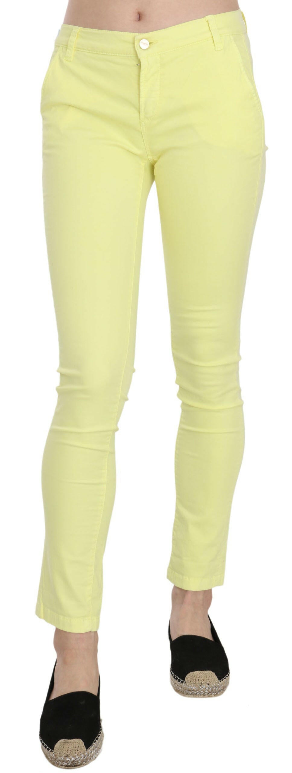 PINKO Yellow Cotton Stretch Low Waist Skinny Casual Trouser Pants -   -  PINKO.