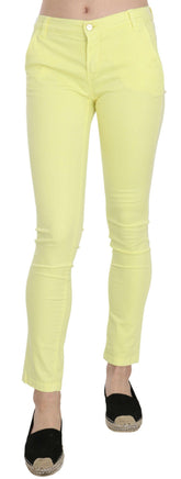 PINKO Yellow Cotton Stretch Low Waist Skinny Casual Trouser Pants -   -  PINKO.