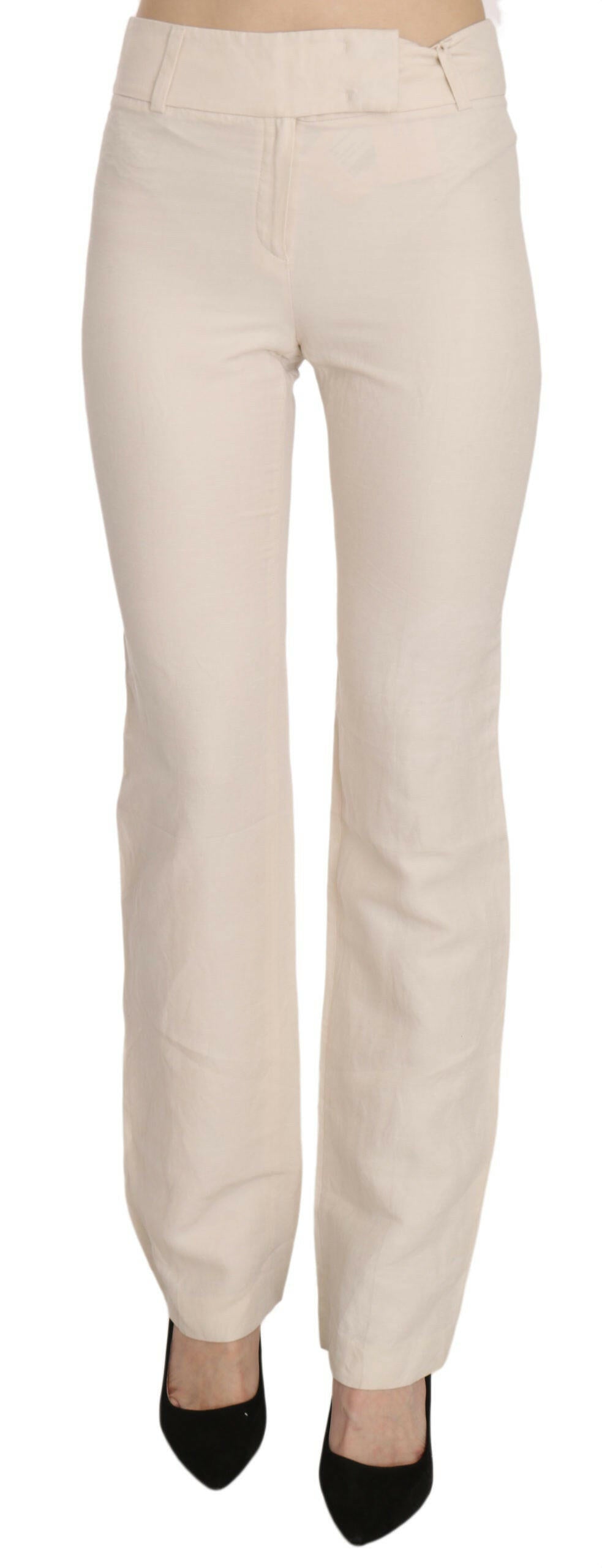 LAUREL White High Waist Silk Blend Flared Dress Trousers Pants -   -  LAUREL.