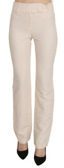 LAUREL White High Waist Silk Blend Flared Dress Trousers Pants -   -  LAUREL.