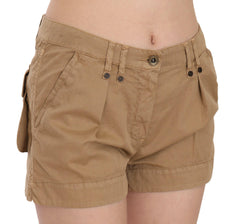 PLEIN SUD Brown Mid Waist 100% Cotton Mini Shorts -   -  PLEIN SUD.