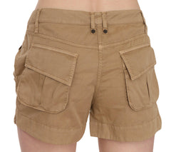 PLEIN SUD Brown Mid Waist 100% Cotton Mini Shorts -   -  PLEIN SUD.