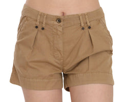PLEIN SUD Brown Mid Waist 100% Cotton Mini Shorts -   -  PLEIN SUD.
