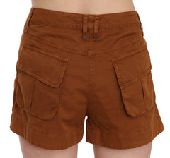 PLEIN SUD Brown Mid Waist Cotton Denim Mini Shorts - - PLEIN SUD.