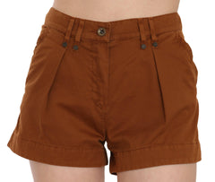 PLEIN SUD Brown Mid Waist Cotton Denim Mini Shorts - - PLEIN SUD.