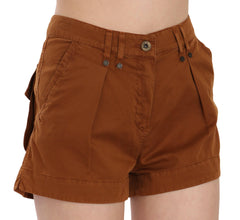 PLEIN SUD Brown Mid Waist Cotton Denim Mini Shorts - - PLEIN SUD.