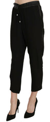 Guess Black Polyester High Waist Cropped Trousers Pants -   -  Guess.