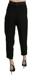 Guess Black Polyester High Waist Cropped Trousers Pants -   -  Guess.