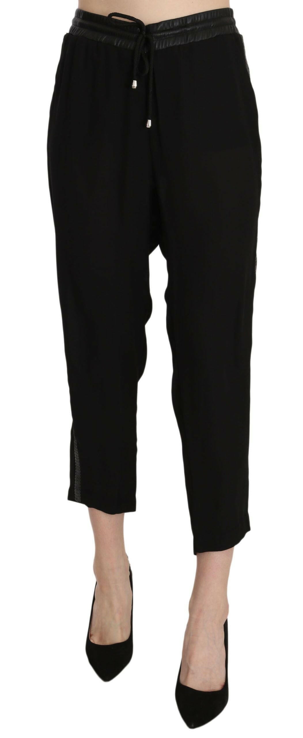 Guess Black Polyester High Waist Cropped Trousers Pants -   -  Guess.