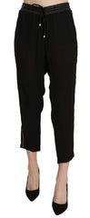 Guess Black Polyester High Waist Cropped Trousers Pants -   -  Guess.