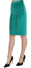 GF Ferre Green Solid Twill Knee Length Pencil Midi Skirt -   -  GF Ferre.