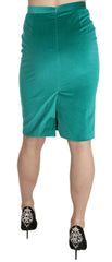 GF Ferre Green Solid Twill Knee Length Pencil Midi Skirt -   -  GF Ferre.