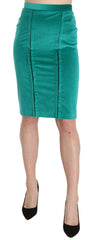 GF Ferre Green Solid Twill Knee Length Pencil Midi Skirt -   -  GF Ferre.