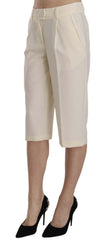 Silvian Heach Cream Mid Waist Cotton Straight Cropped Pants -   -  Silvian Heach.