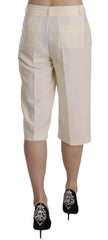 Silvian Heach Cream Mid Waist Cotton Straight Cropped Pants -   -  Silvian Heach.