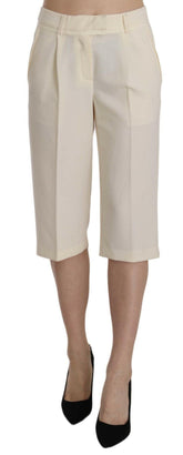 Silvian Heach Cream Mid Waist Cotton Straight Cropped Pants -   -  Silvian Heach.