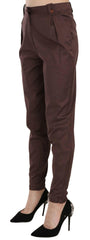 Just Cavalli Brown High Waist Tapered Formal Trousers Pants -   -  Just Cavalli.