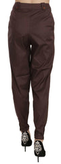 Just Cavalli Brown High Waist Tapered Formal Trousers Pants -   -  Just Cavalli.