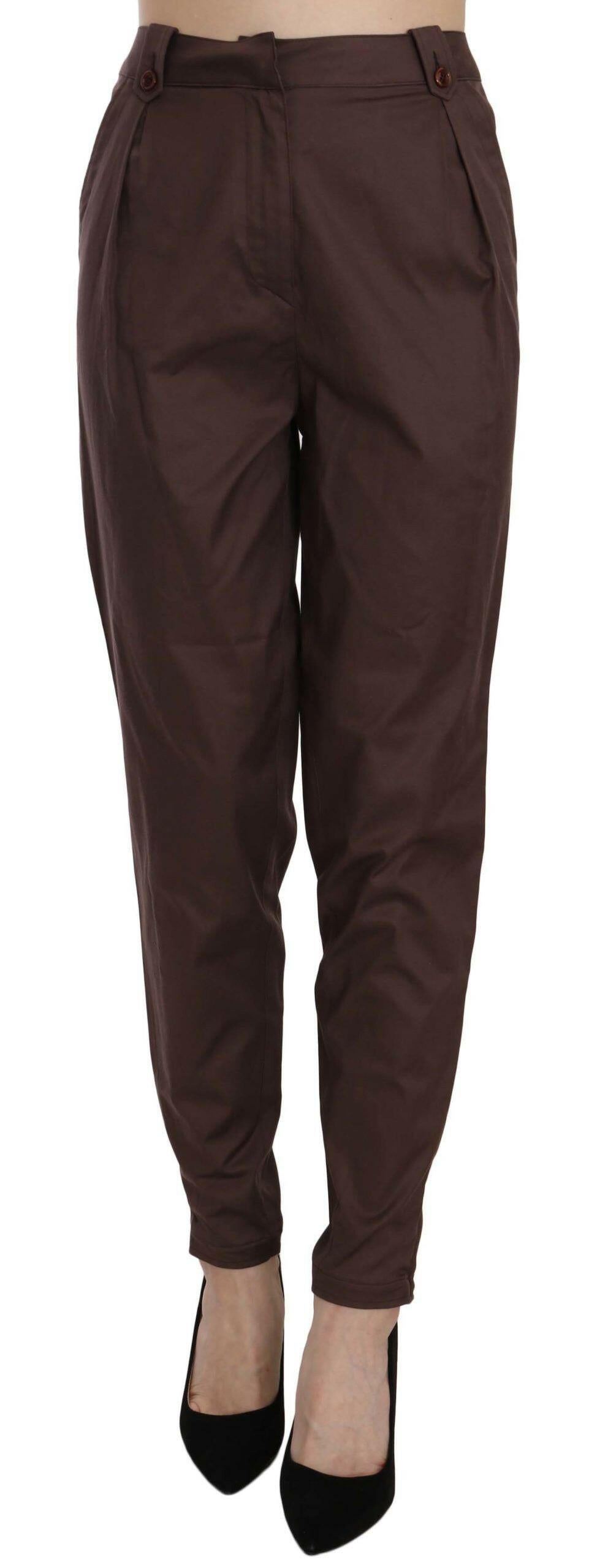Just Cavalli Brown High Waist Tapered Formal Trousers Pants -   -  Just Cavalli.