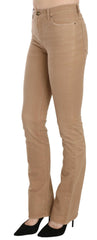 Just Cavalli Brown Cotton Stretch Mid Waist Skinny Trousers Pants - - Just Cavalli.