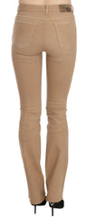 Just Cavalli Brown Cotton Stretch Mid Waist Skinny Trousers Pants - - Just Cavalli.