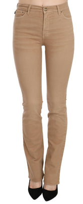 Just Cavalli Brown Cotton Stretch Mid Waist Skinny Trousers Pants -   -  Just Cavalli.