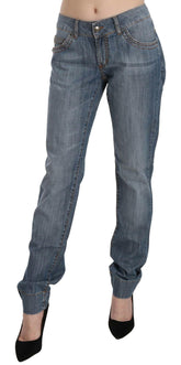 Just Cavalli Blue Washed Cotton Low Waist Slim Fit Denim Pants -   -  Just Cavalli.