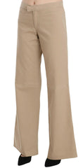 Just Cavalli Beige Cotton Mid Waist Flared Trousers Pants -   -  Just Cavalli.